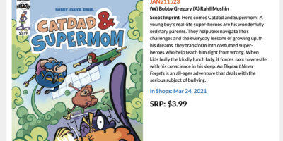NOW IN PREVIEWS- CatDad & SuperMom:  An Elephart Never Forgets   -JAN211523 –